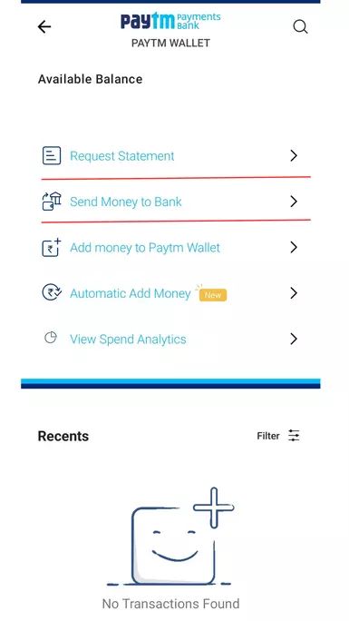 Paytm wallet store to bank